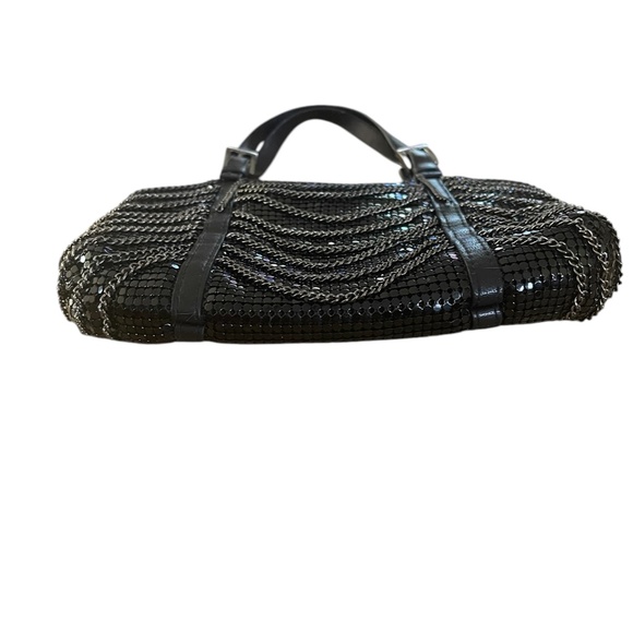 WHITING & DAVIS Chainmail Black Leather, Mesh, & Chain Mini Handbag Evening Bag - Picture 7 of 14